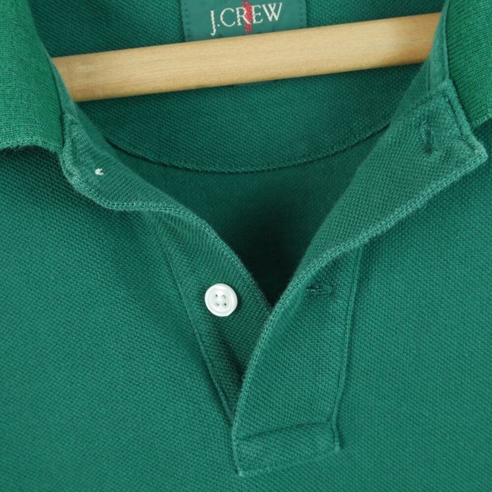 J Crew Oarsman Long Sleeve Polo Large FLAW Green Cotton Preppy Heritage Rugby - Picture 3 of 11